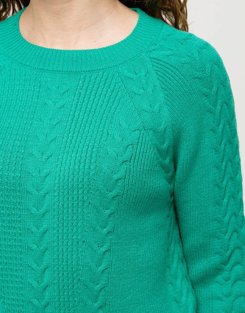 Sale Pull doux vert torsades Pulls|Maille