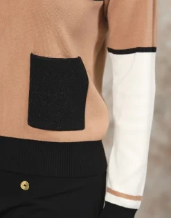 New Pull fantaisie noir beige Pulls|Maille
