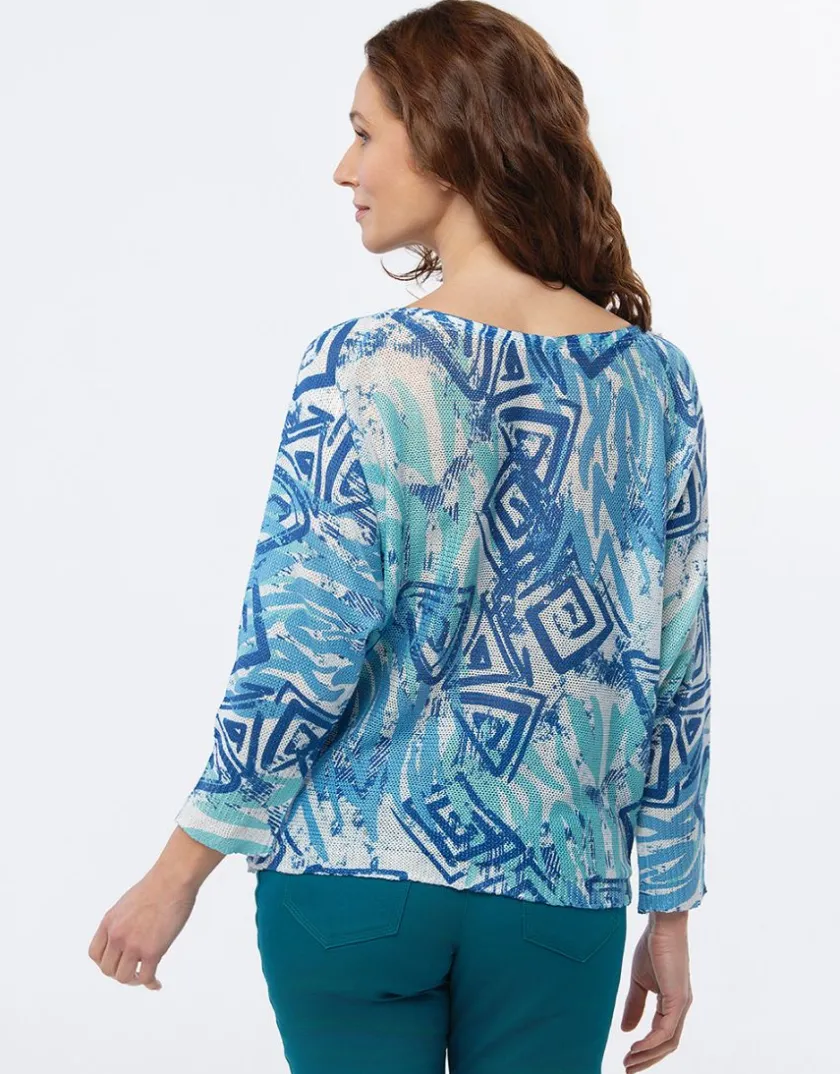 Discount Pull fin motif bleu Pulls|Maille