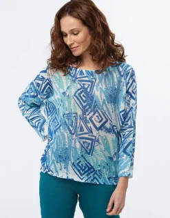 Discount Pull fin motif bleu Pulls|Maille