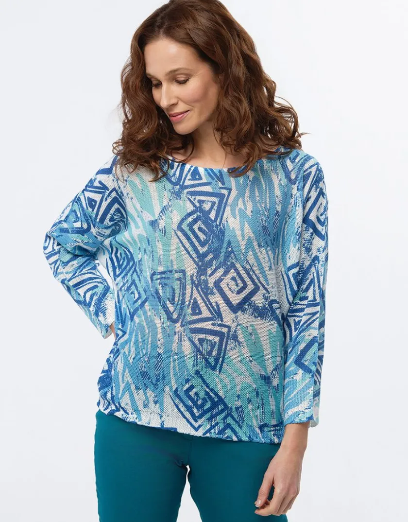 Discount Pull fin motif bleu Pulls|Maille