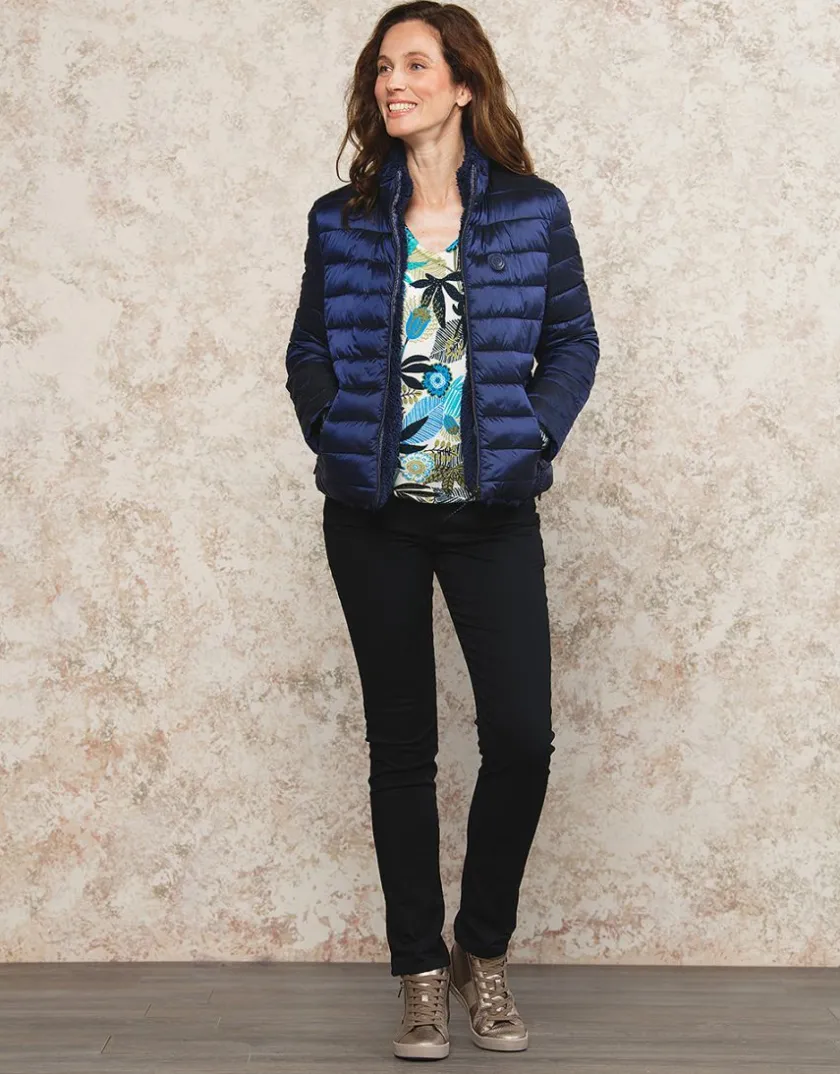 Clearance Pull imprimé blanc bleu Pulls|Maille
