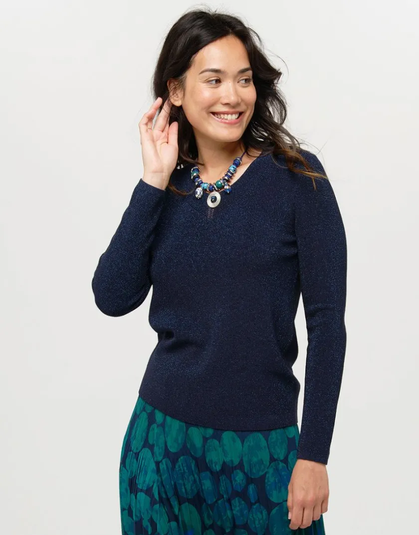 Hot Pull irisé bleu marine Pulls|Maille