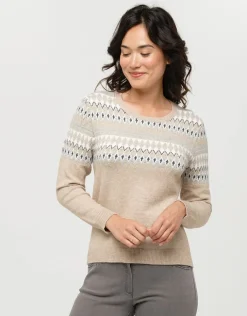 Hot Pull jacquard beige Pulls|Maille