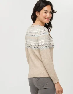 Hot Pull jacquard beige Pulls|Maille