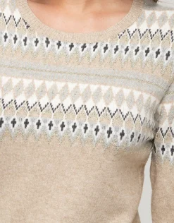 Hot Pull jacquard beige Pulls|Maille