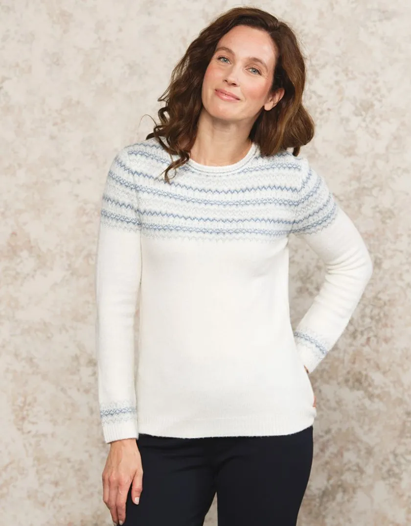 Outlet Pull Jacquard blanc Pulls|Maille