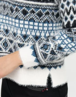 Clearance Pull jacquard bleu blanc Pulls|Maille