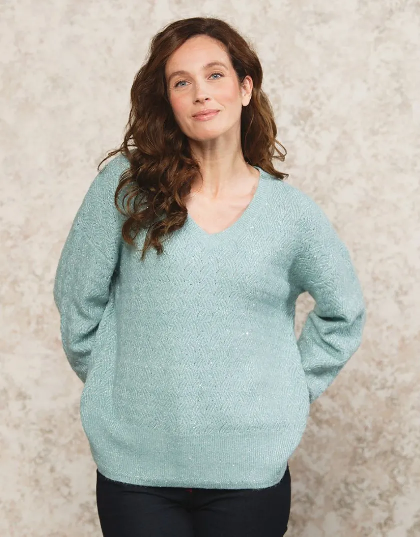 Clearance Pull maille ample vert Pulls|Maille