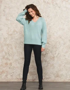 Clearance Pull maille ample vert Pulls|Maille
