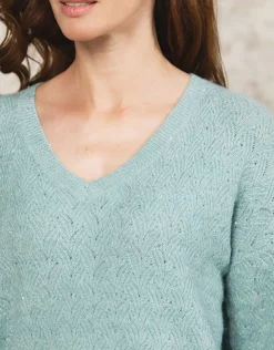 Clearance Pull maille ample vert Pulls|Maille