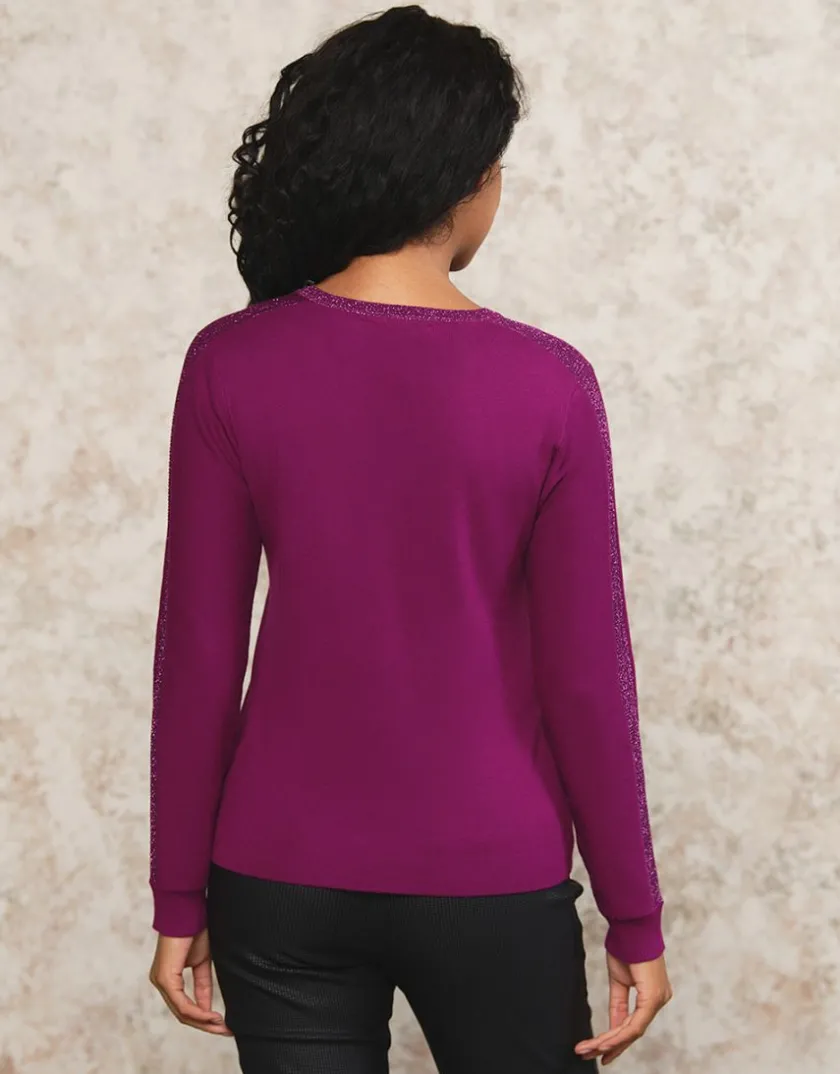 Clearance Pull maille strass violet Pulls|Maille