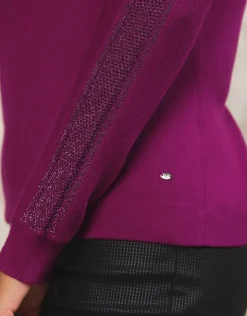 Clearance Pull maille strass violet Pulls|Maille