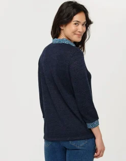 New Pull marine col V Pulls|Maille