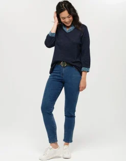 New Pull marine col V Pulls|Maille