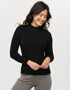 Hot Pull noir à col montant Pulls|Maille