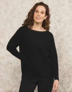 Clearance Pull noir encolure bateau Pulls|Maille