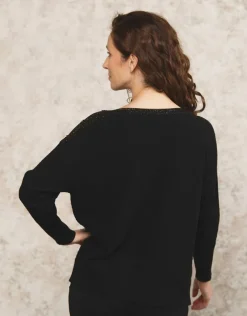 Clearance Pull noir encolure bateau Pulls|Maille