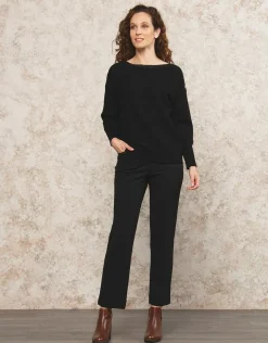 Clearance Pull noir encolure bateau Pulls|Maille