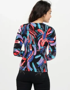Fashion Pull noir rose à motifs Pulls|Maille