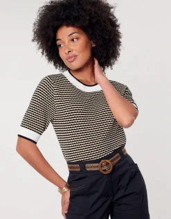 Fashion Pull rayé beige Pulls|Maille