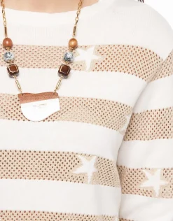 Clearance Pull rayé beige écru Pulls|Maille