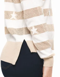 Clearance Pull rayé beige écru Pulls|Maille