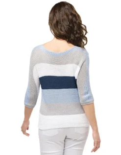 Fashion Pull rayé ciel marine Pulls|Maille