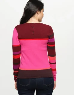 Discount Pull rayé fuchsia prune Pulls|Maille