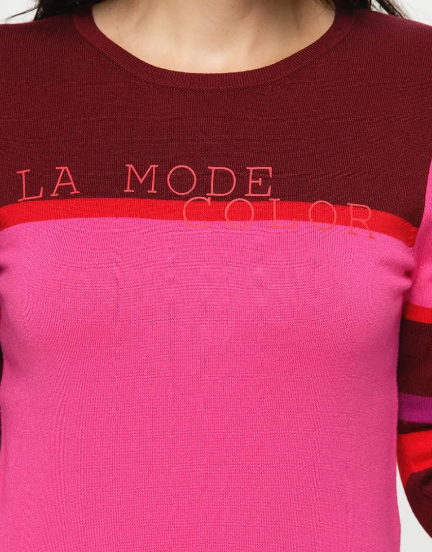 Discount Pull rayé fuchsia prune Pulls|Maille
