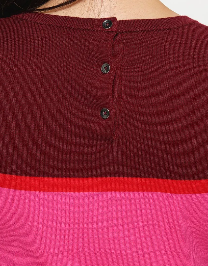 Discount Pull rayé fuchsia prune Pulls|Maille