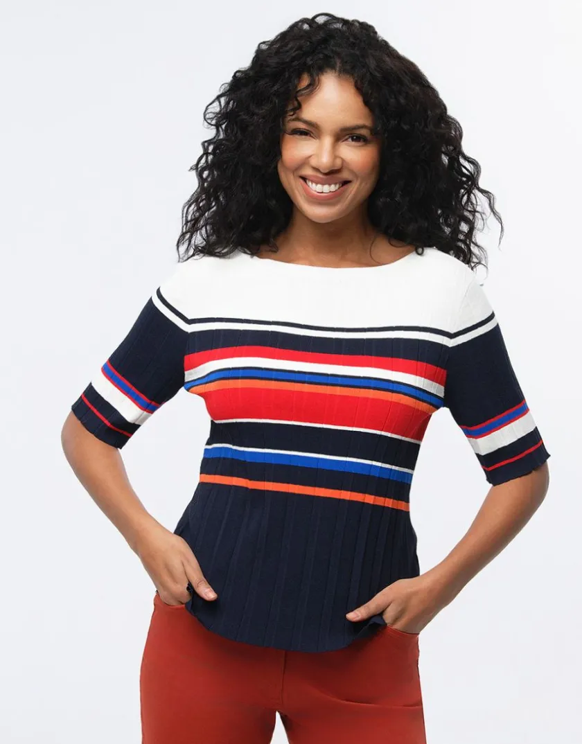Outlet Pull rayé manches courtes Pulls|Maille