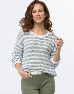 Clearance Pull rayé tilleul Pulls|Maille