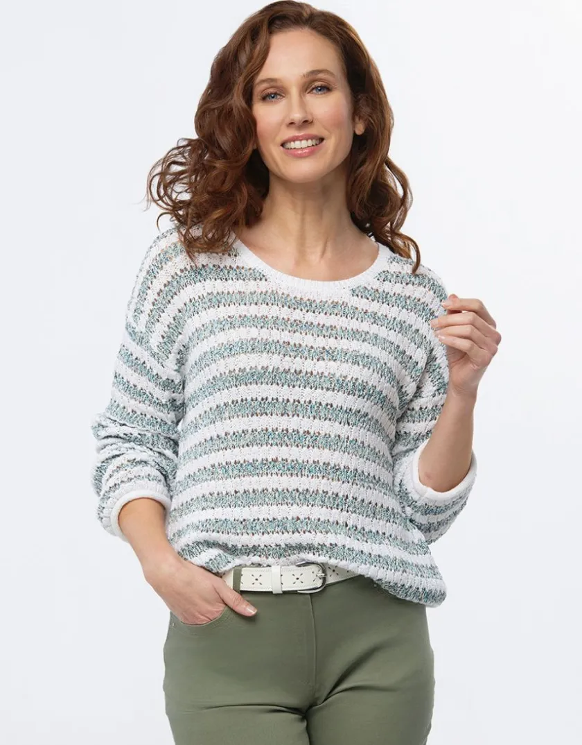Clearance Pull rayé tilleul Pulls|Maille