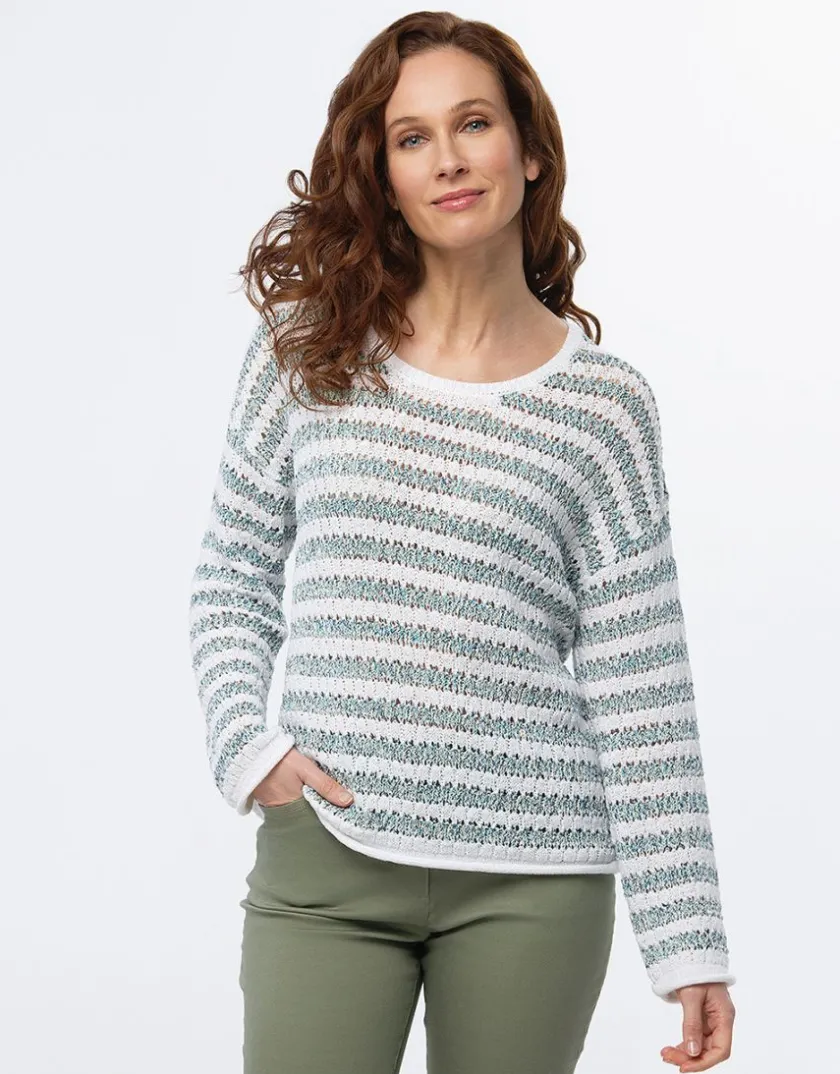 Clearance Pull rayé tilleul Pulls|Maille