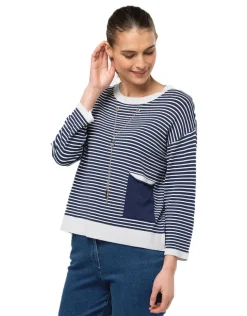 Outlet Pull rayures marine Pulls|Maille