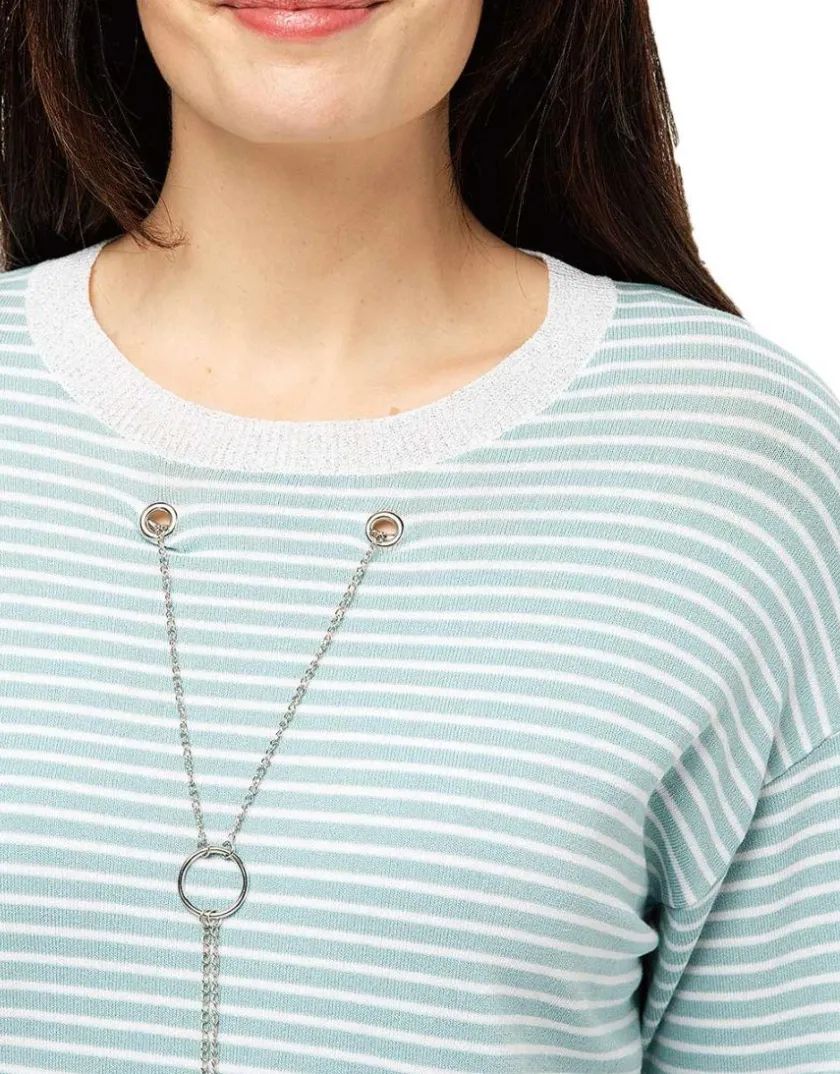 Sale Pull rayures vert d'eau Pulls|Maille