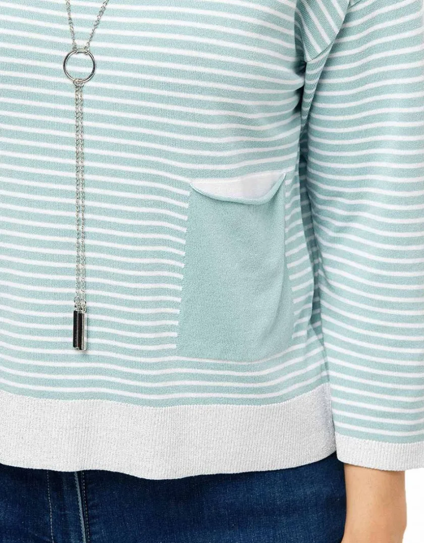 Sale Pull rayures vert d'eau Pulls|Maille