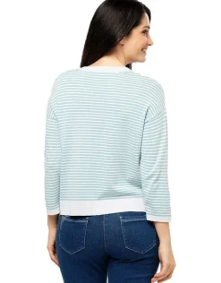 Sale Pull rayures vert d'eau Pulls|Maille
