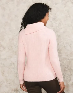 Hot Pull rose col montant Pulls|Maille