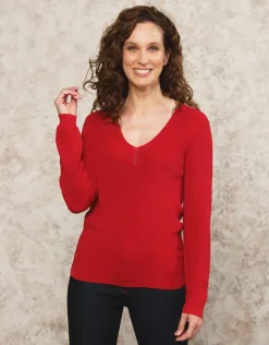 Fashion Pull rouge maille ajourée Pulls|Maille