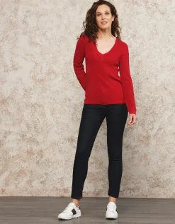 Fashion Pull rouge maille ajourée Pulls|Maille