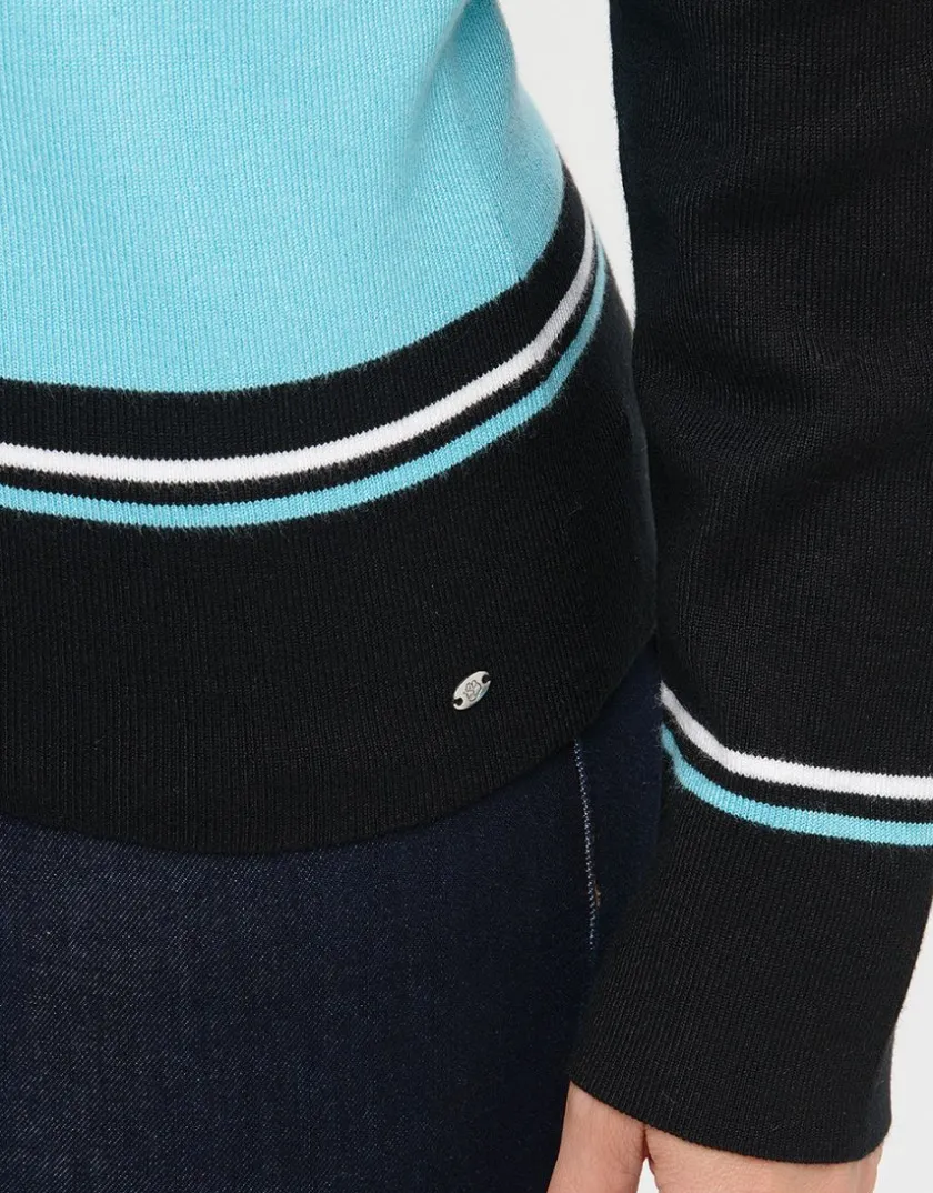 Hot Pull turquoise rayé Pulls|Maille