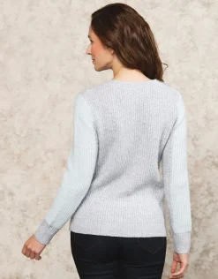 Hot Pull V bleu et gris Pulls|Maille