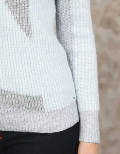 Hot Pull V bleu et gris Pulls|Maille