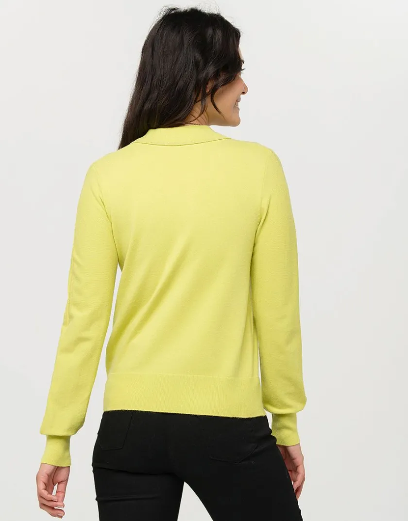 Fashion Pull vert anis col polo Pulls|Maille