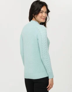 Clearance Pull vert d'eau torsades Pulls|Maille