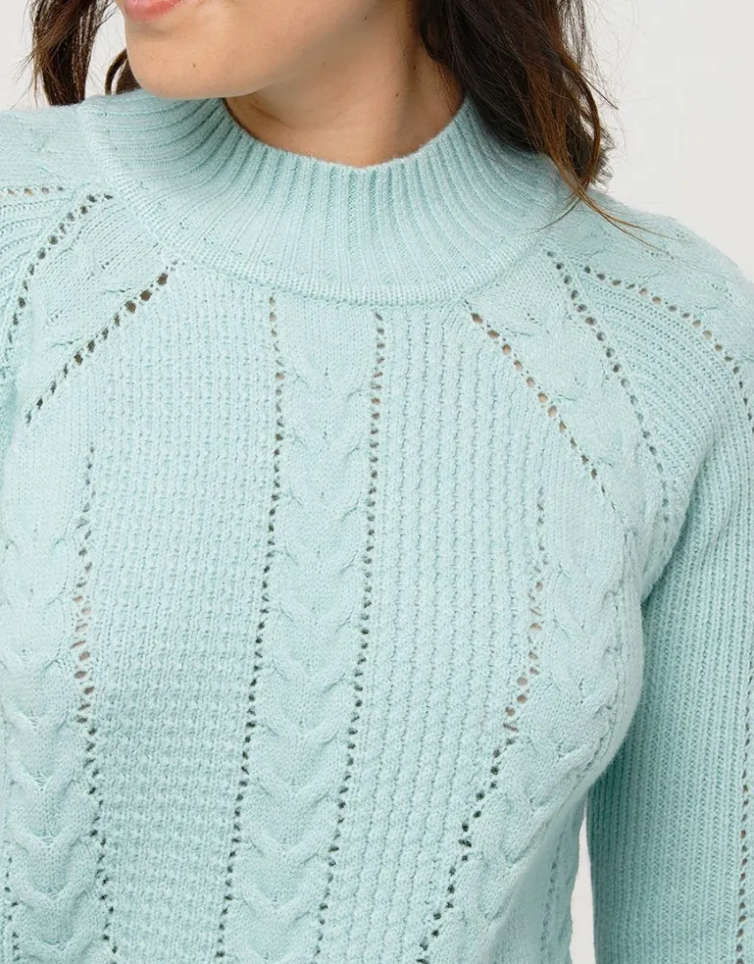 Clearance Pull vert d'eau torsades Pulls|Maille
