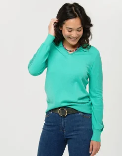 New Pull vert menthe col polo Pulls|Maille