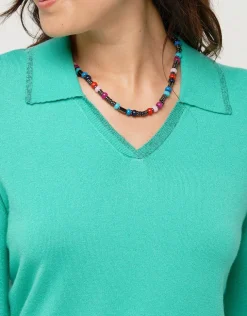 New Pull vert menthe col polo Pulls|Maille